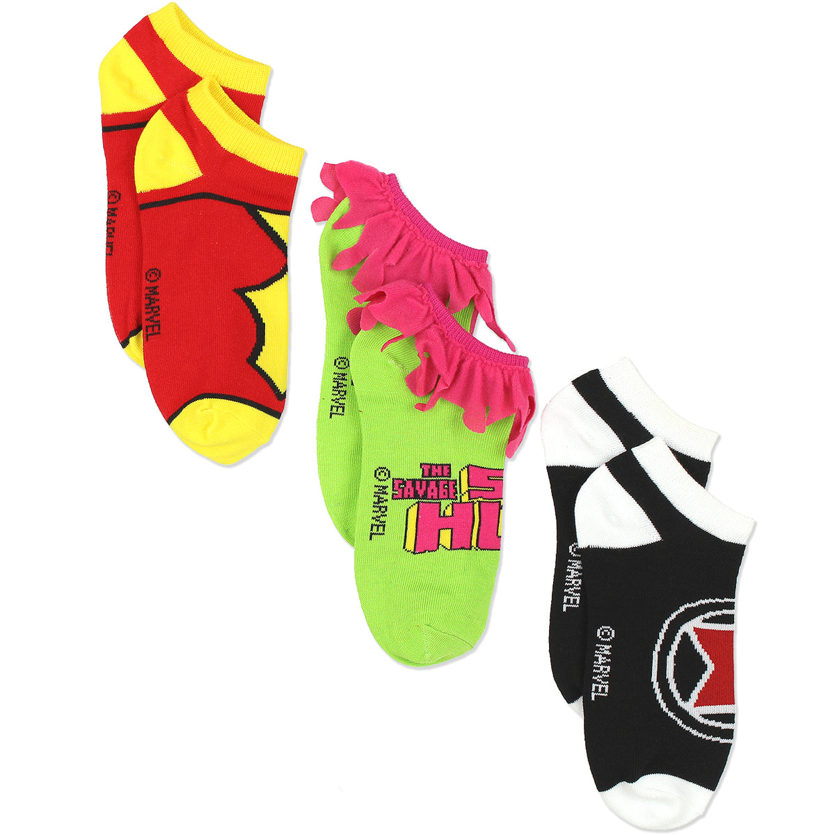 Marvel Comics Superhero Novelty Costume Low Rise Socks 3Pack Yankee
