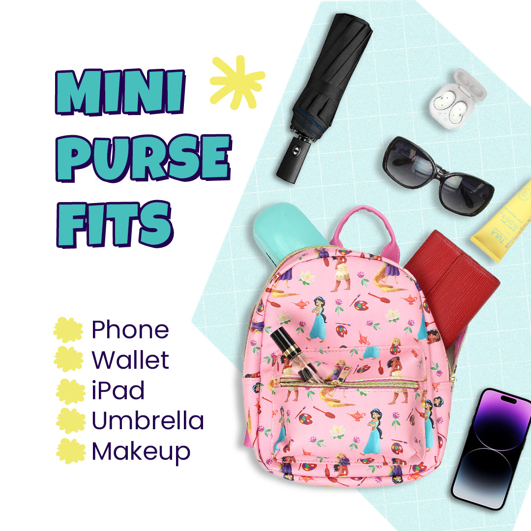 disney princess simulated leather backpack Disney Princess with Flowers Mini PU Leather Backpack Purse – Yankee Toybox