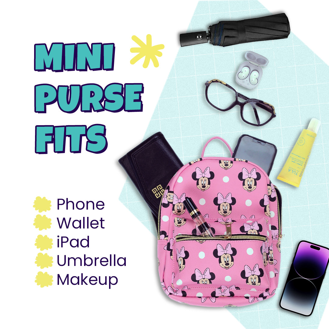 girls ipad mini backpack purse Disney Minnie Mouse with Dots Mini PU Leather Backpack Purse – Yankee Toybox
