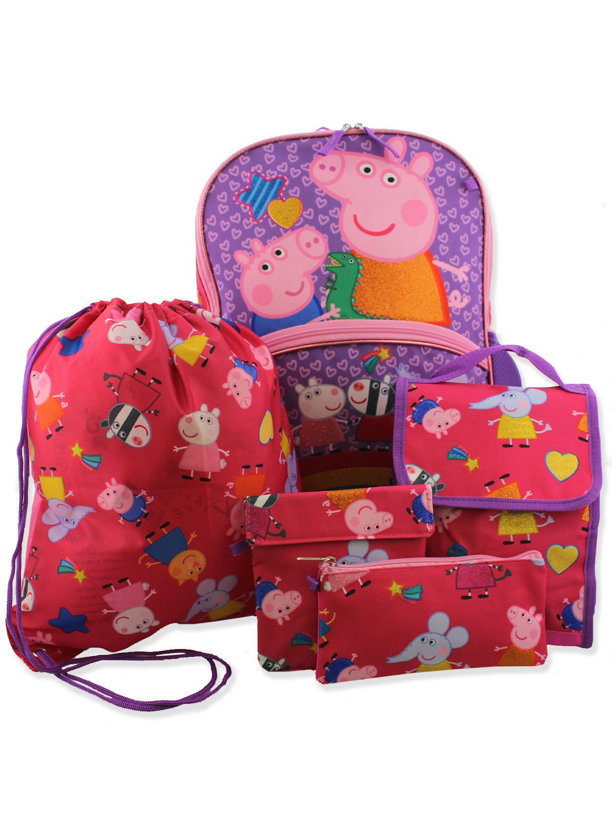 Screen Legends Peppa Pig Backpack and Lunch Box Set - Bundle with 15 Peppa  Pig Backpack, Lunch Bag, Tattoos, and More | Peppa Pig Backpack for Girls