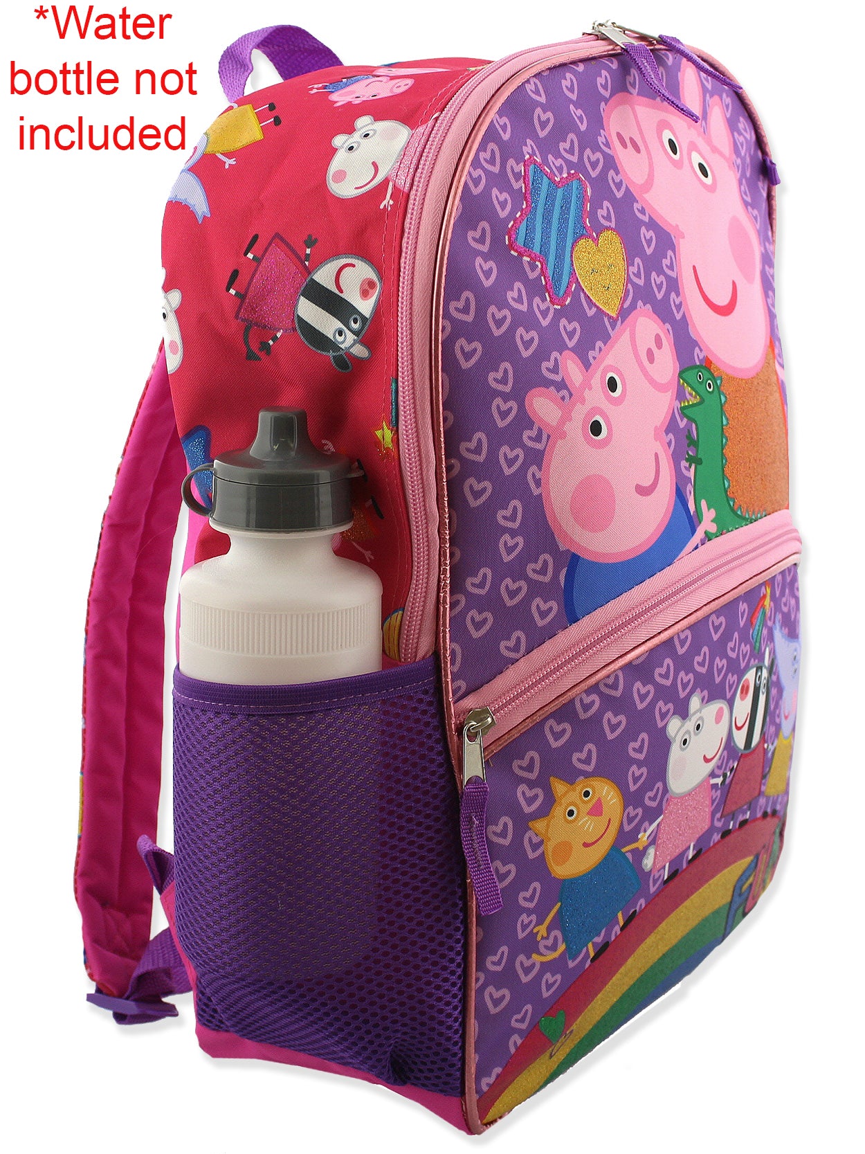 Peppa Pig Girls 5 Piece Backpack and Lunch Bag School Set (One size, Pink/Purple)