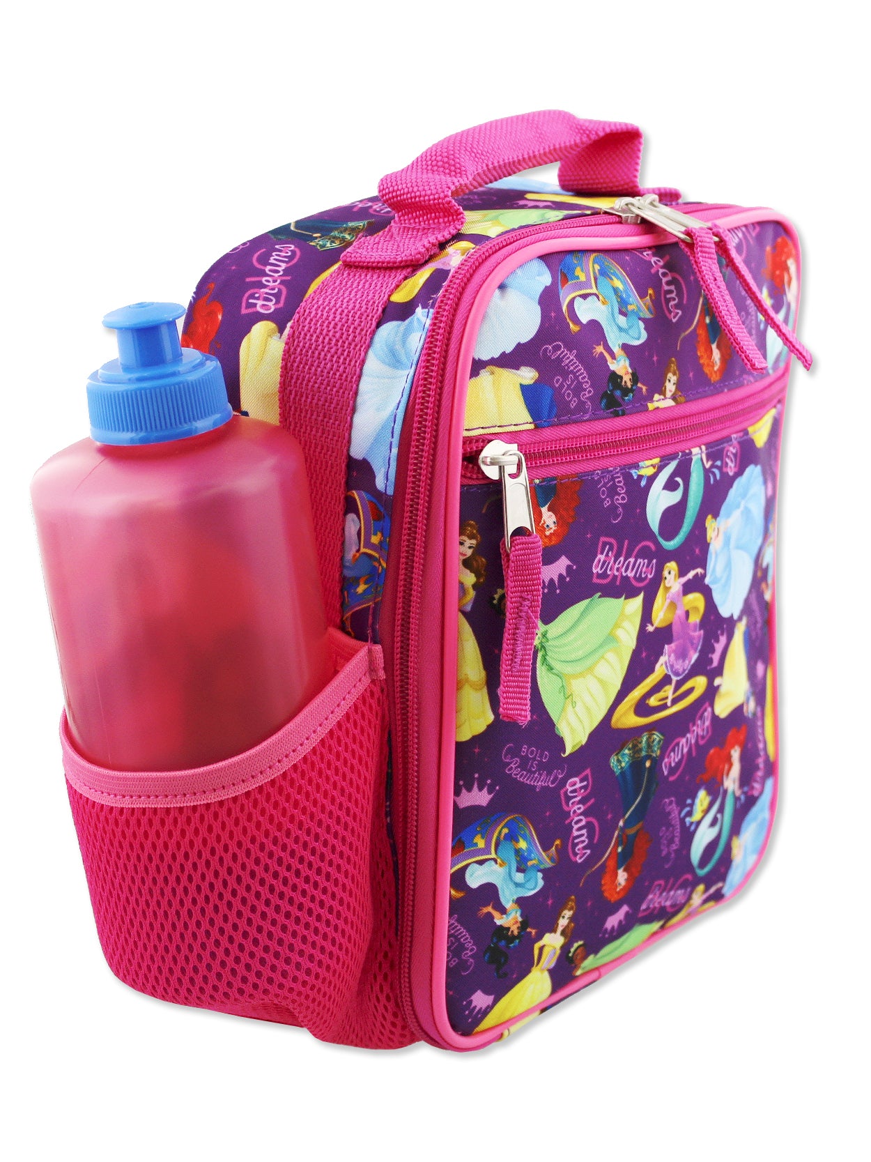 Disney Princess Lunch Box Bag Pink w/ Bottle Back School Bella