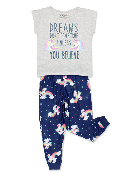 Komar Kids Unicorn Short Sleeve 3-Piece Pajamas Set