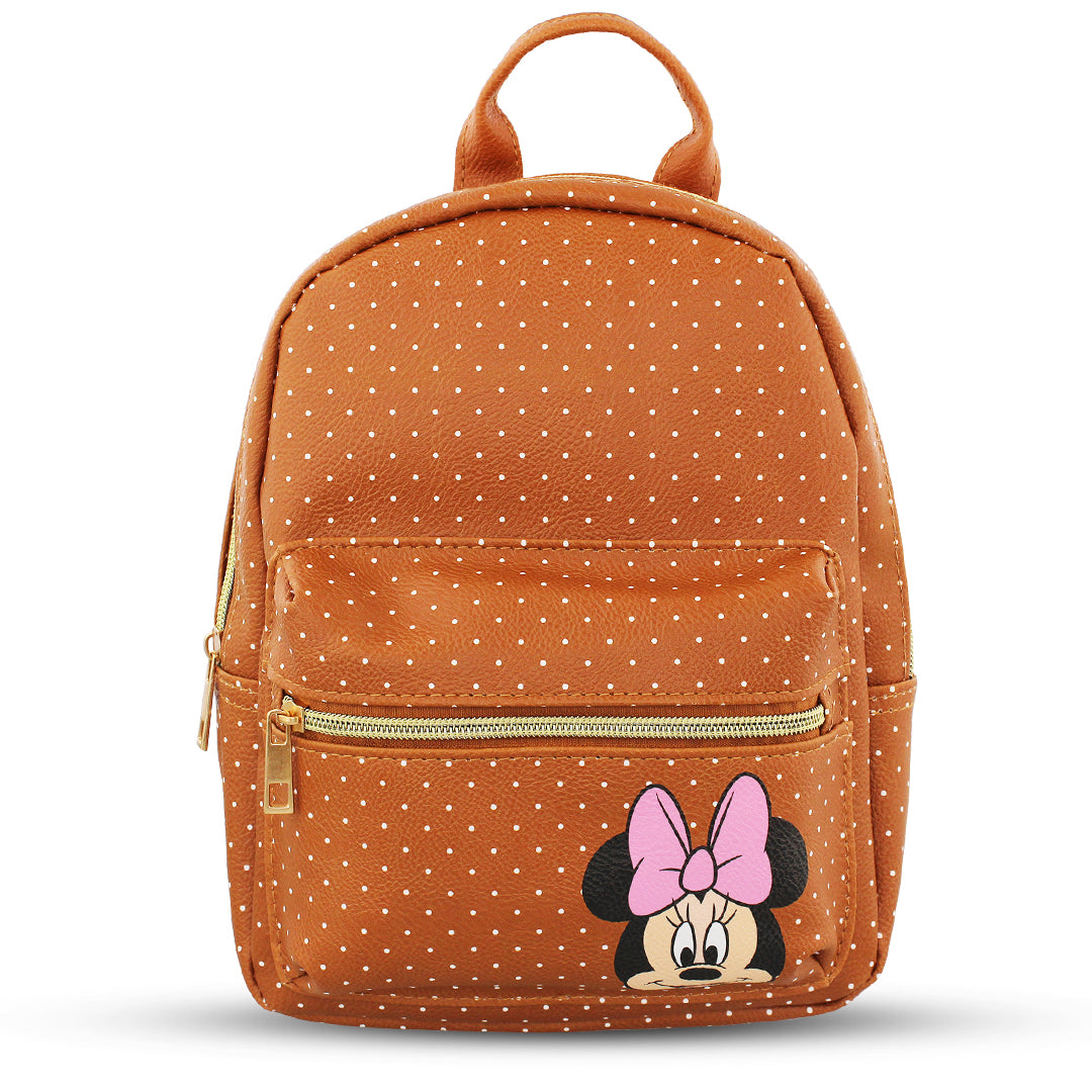 Disney Minnie Mouse with Polka Dots Mini PU Leather Backpack Purse wit ...