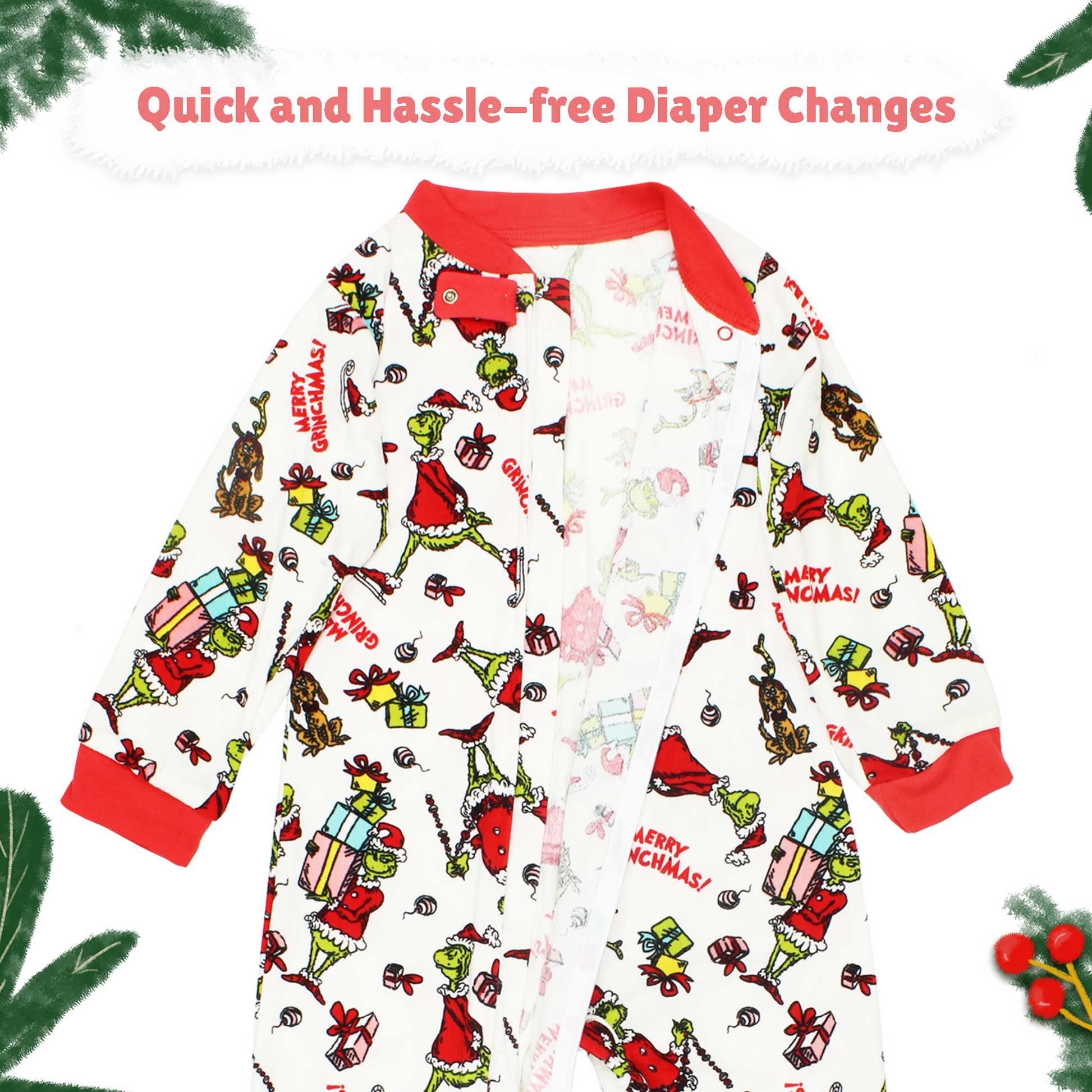 Dr. Seuss The Grinch Santa Baby Toddler Velour Holiday Sleeper