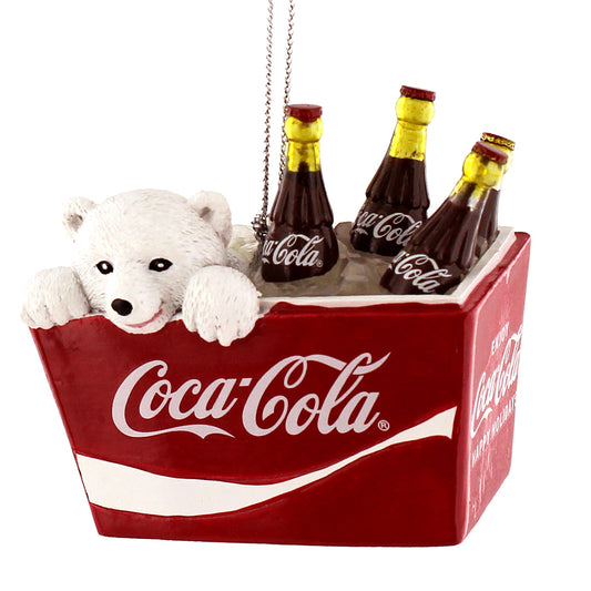 Kurt S. Adler Coca-Cola Polar Bear Cub in Coke Cooler Christmas Holiday Ornament Gift Boxed