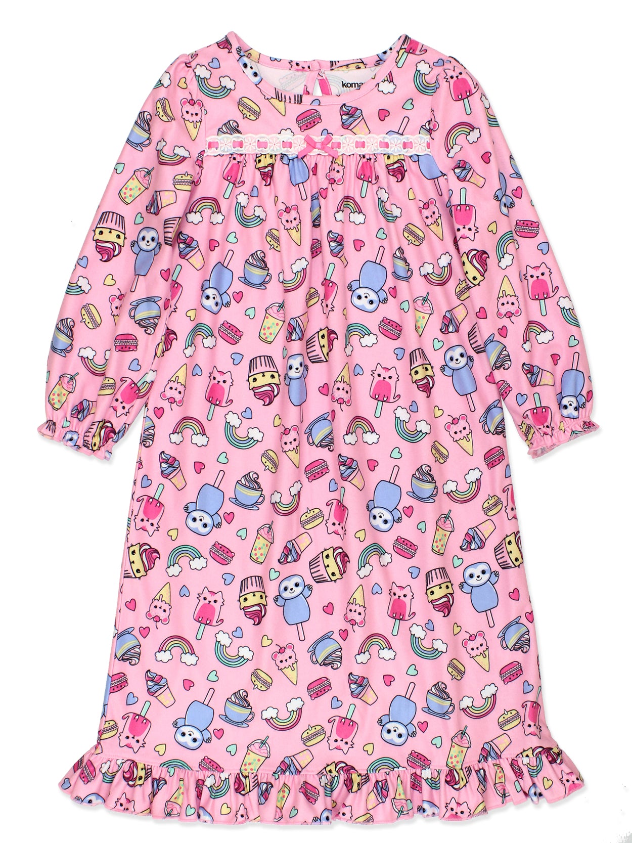Komar Kids Ice Cream Animals Sweets Girl's Granny Gown Nightgown Pajamas K227116 Komar Kids Ice Cream Animals Sweets Girl's Granny Gown Nightgown Pajamas K227116