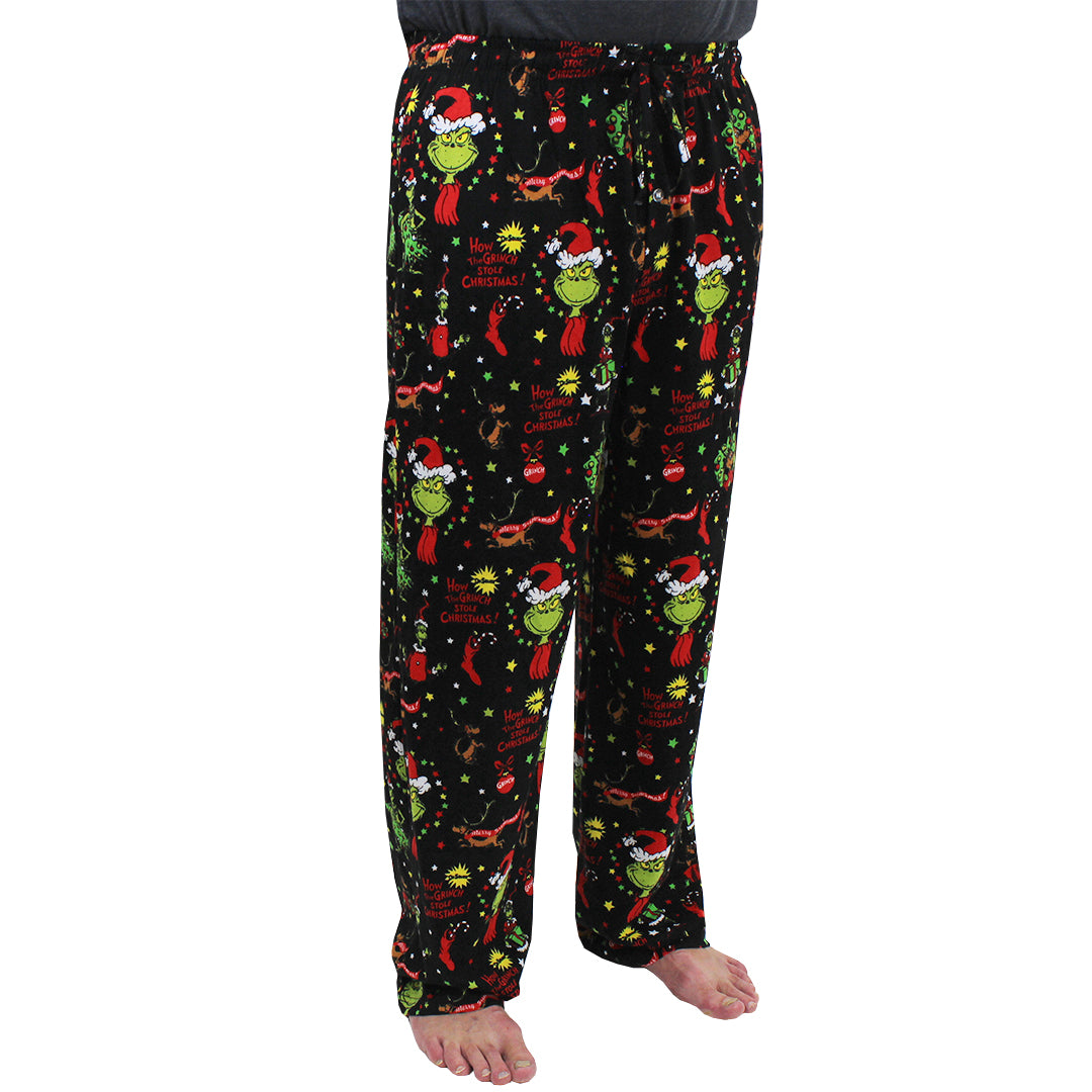 Seuss The Grinch Collage Mens Christmas Holiday Pajama Pants