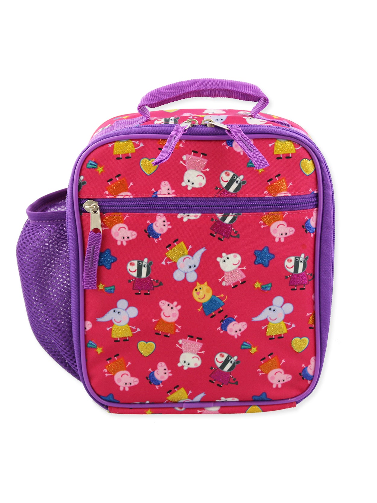 Peppa Pig Girls 5 Piece Backpack and Lunch Bag School Set (One size, Pink/Purple)