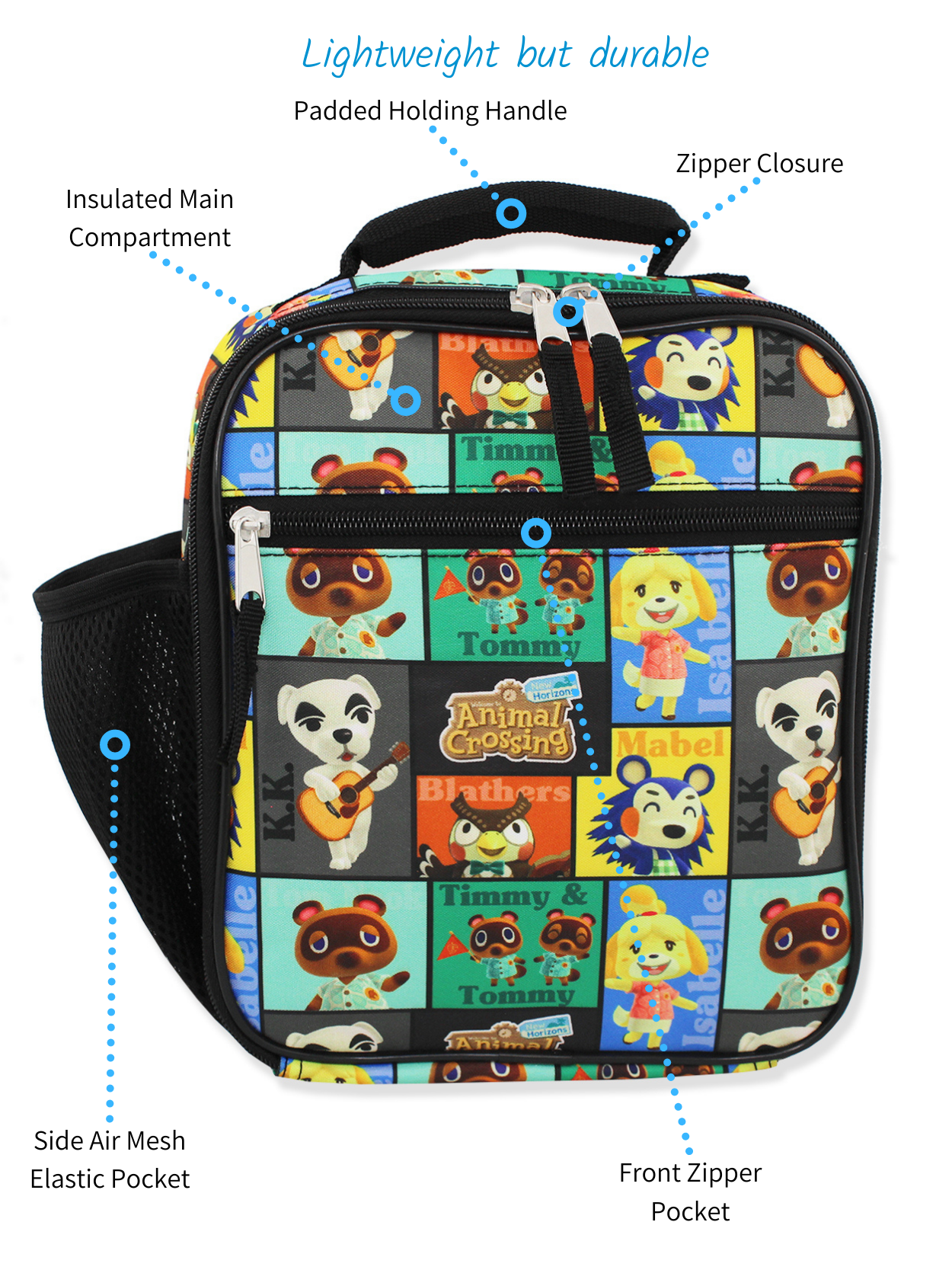 Fun Animal Snack Bag for Kids  Lightweight and insulated Lunch Bag With  Strap 