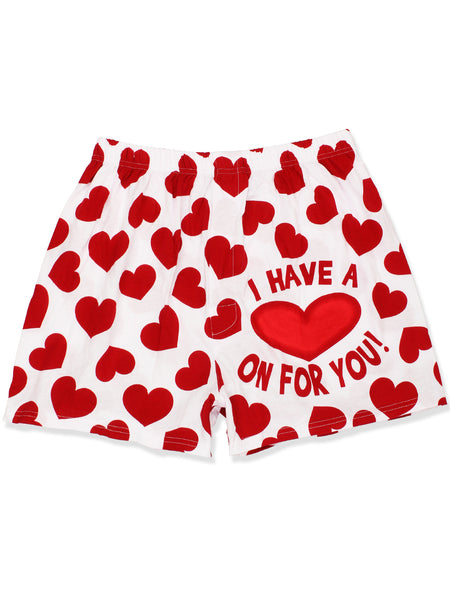 Fisyme Boxers for Men White Red Hearts Valentines Boxer Shorts