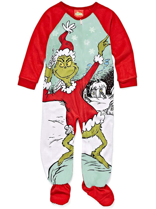 Dr. Seuss The Grinch Footed Blanket Sleeper Pajamas