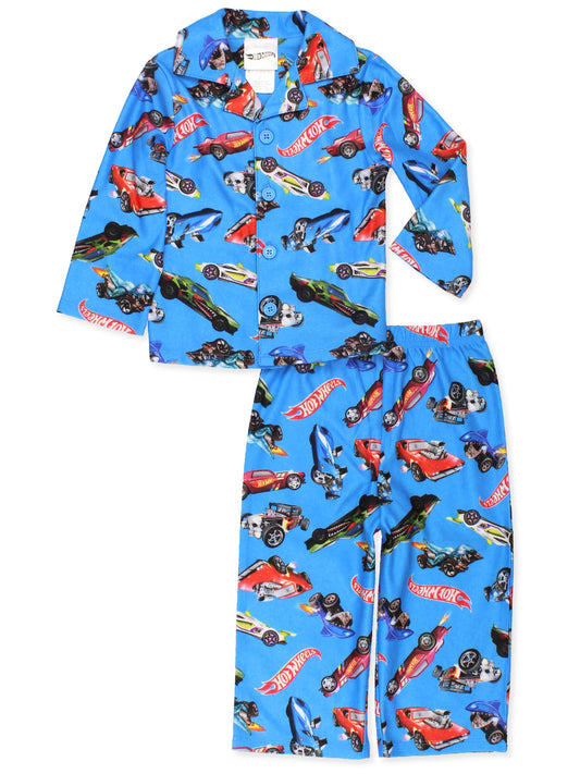 Hot Wheels Racecar Toddler and Boys Flannel Coat Style Pajama Set