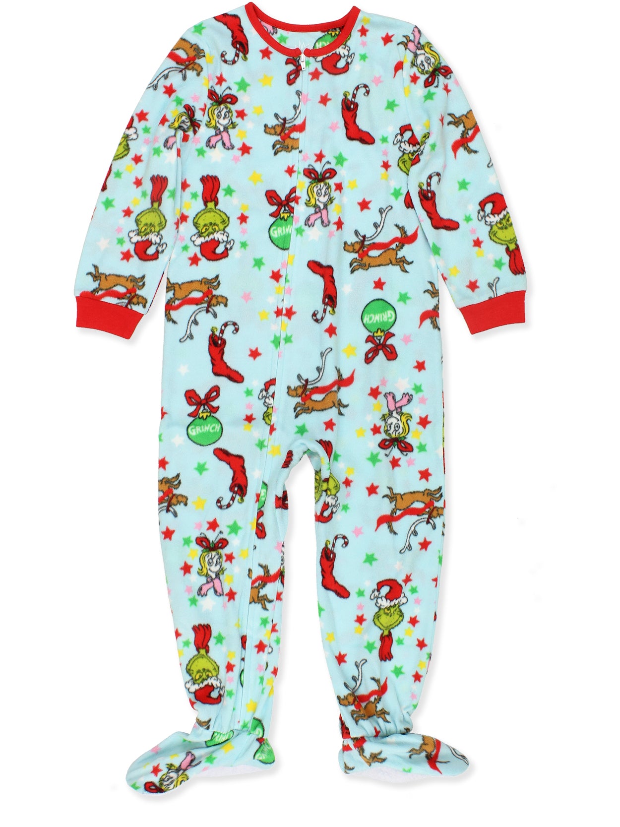 Seuss The Grinch Characters Footed Blanket Sleeper Pajamas