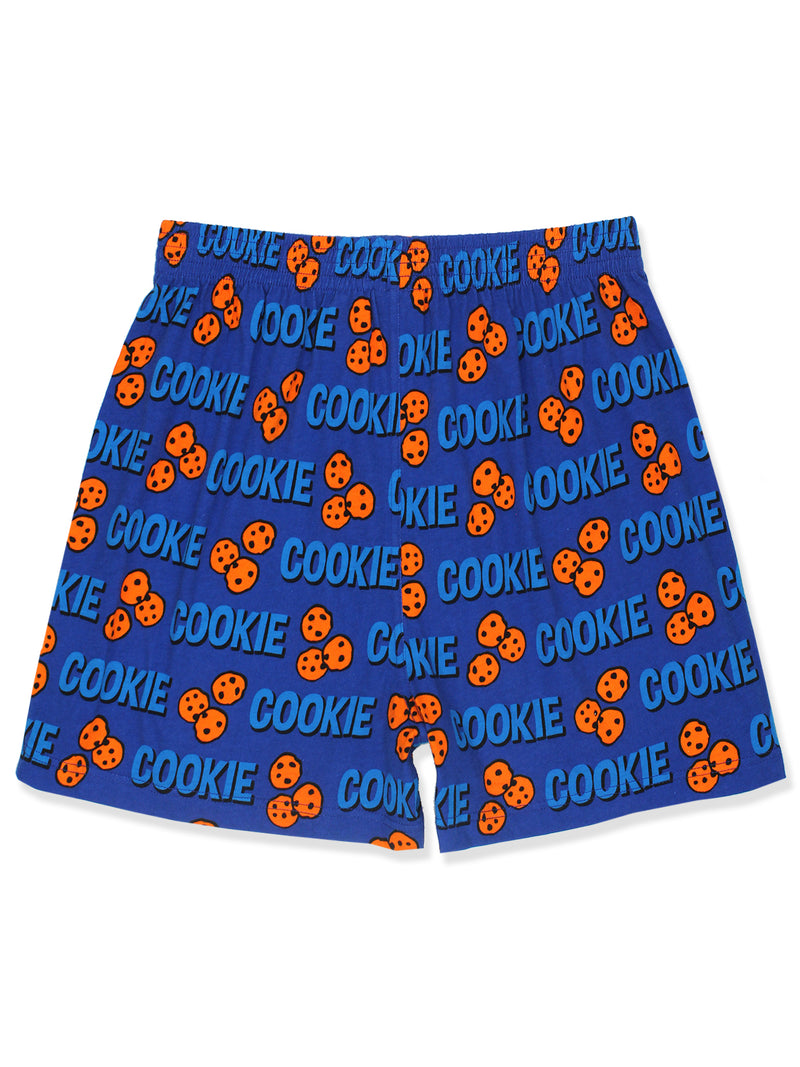 Sesame Street Cookie Monster Men's Button Fly Boxer Lounge Shorts 