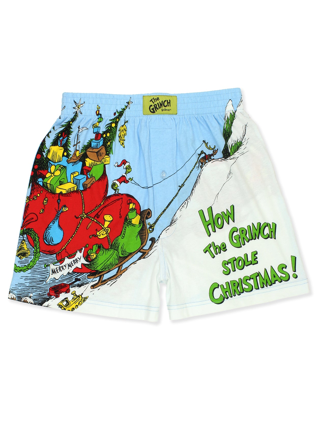 Dr. Seuss How The Grinch Stole Christmas Button Fly Boxer Shorts – Yankee  Toybox
