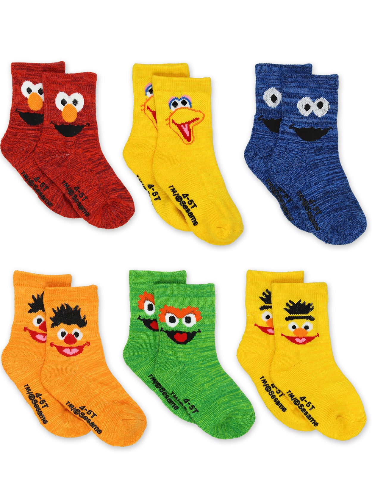 Sesame Street Grover Count Snuffy Baby Toddler Boys Girls 3 Pack Quarter  Socks with Grippers (Grover Count 3 Pk, 4T-5T)