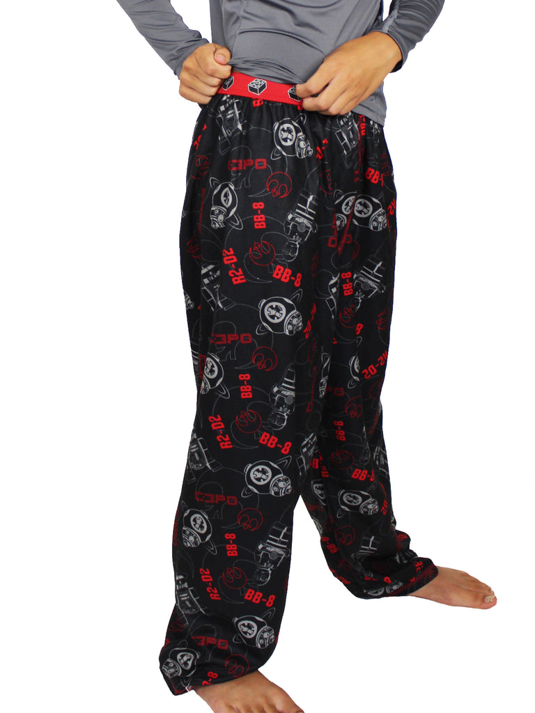 Star Wars pajama pants! These bottoms include soft brushed microfleece flannel fabric. Available in boys sizes 4-5, 6-7, 8, 10-12, and 14-16.